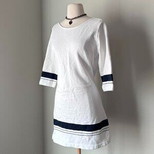 Lauren James White and navy blue striped spring dress